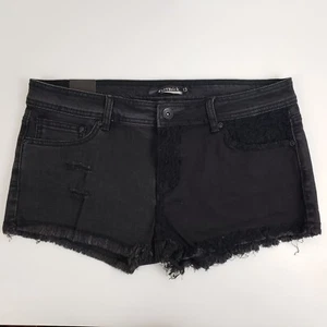 Lovesick Junior Größe 13 "The Short" schwarz abgeschnitten ausgefranster Saum Jeansshorts neu mit Etikett - Bild 1 von 3