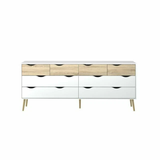 Tvilum 7545549AK Drawer Dresser - White/Oak Brown
