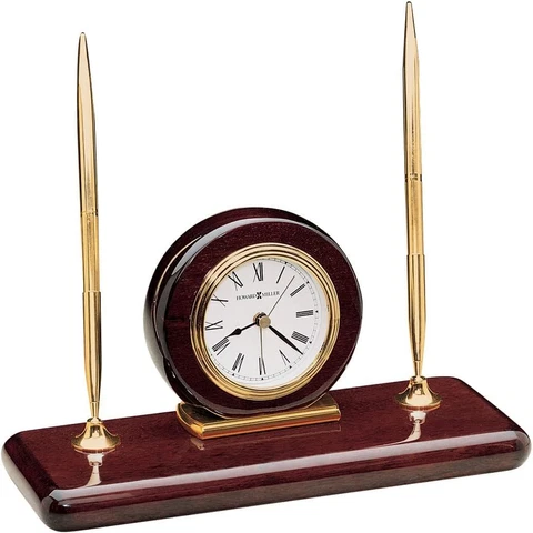 Howard Miller Rosewood Desk Set Table Clock 613-588 - Office Decor with Cover