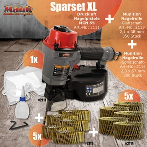 MAUK® Druckluft Nagelpistole MCN55 Coilnagler Sparset XL - Inklusive Munition - Bild 1 von 8