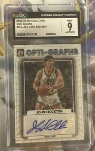 John Stockton 2022-23 Donruss Optic Opti-Graphs Auto /49 CGC 9 (Auto 10) - Picture 1 of 1