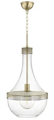 Hudson Valley 1814-AGB Lighting Hagen Single Light 14" Wide Pendant - Aged Brass - Image 1 of 2