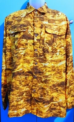 Mossy Oak Fishing Shirt Mens M 38-40 Long Sleeve Button Down Camo Yellow Vented - Image 1 of 4