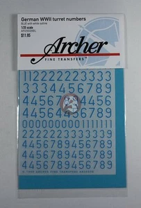 Archer 1/35 German WWII Turret Numbers Outlined (Blue / White Outline) AR35038BL - Picture 1 of 1