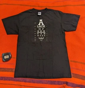 Vintage Y2K Mangel an Sex kann dich blind Augenkarte T-Shirt M Text lustig Medium - Bild 1 von 6