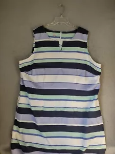 Abito donna Talbots 24W multicolore a righe senza maniche dietro zip tasche cotone - Foto 1 di 10