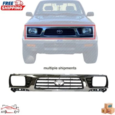 New Front Grille And Chrome OEM Emblem 2PC For 1995 1996 1997 Toyota Tacoma 4WD Foto 1 de 4