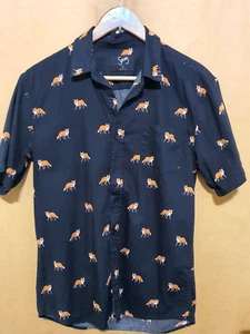 Stray Shirt Mens S Small Short Sleeve Black Fox Print Collared Button - Bild 1 von 5