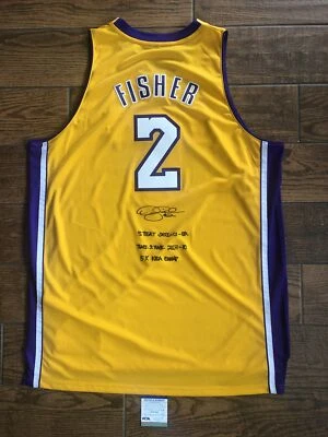 Derek Fisher Signed Adidas Jersey PSA Autograph Witnessed With 3 Inscriptions - Image 1 of 4