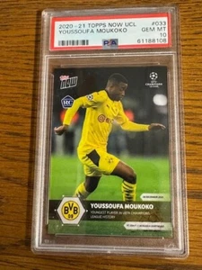 2020 Topps Now UEFA Champions Youssoufa Moukoko Borussia Dortmund RC #33 PSA 10 - Picture 1 of 2