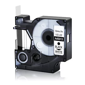 Nastro 12 mm nero su bianco 45013 per etichettatrice Dymo D1 LabelManager 160 200 1/2" - Foto 1 di 12