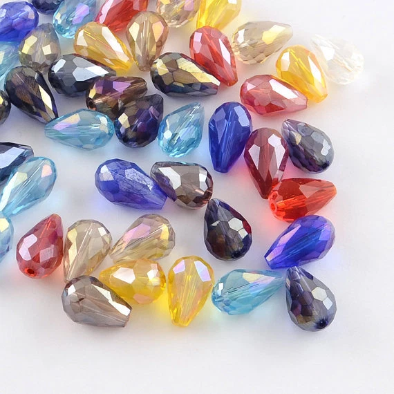 20 BULK Beads Faceted Teardrop Glass Beads Assorted Lot 8mm Tear Drop Beads - Image 1 of 1