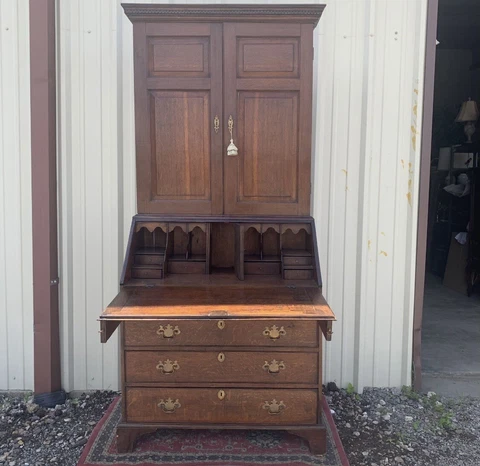 Antique EARLY 19th CENTURY SECRETARY DESK Solid Wood Drawers Good Condition! Cover
