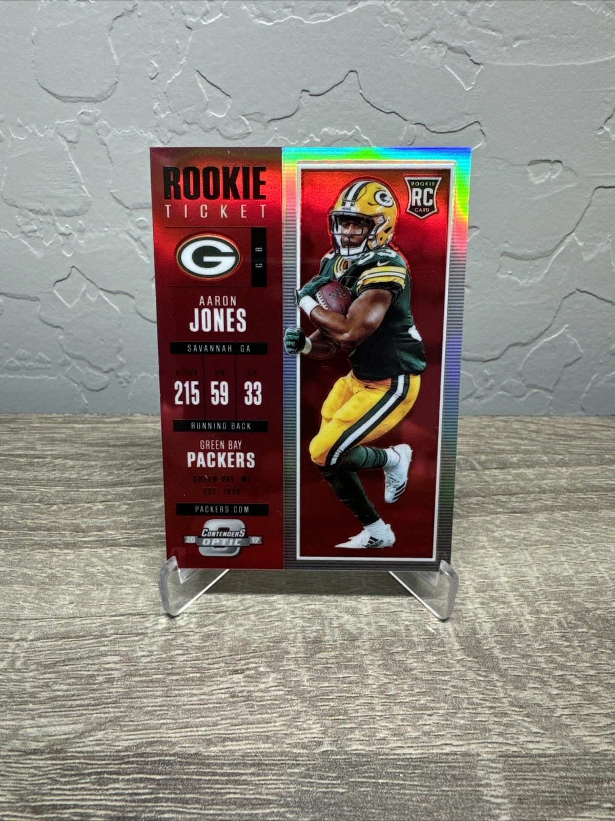 2017 Panini Contenders Optic Aaron Jones Red Prizm Rookie RC /199 #99 Packers