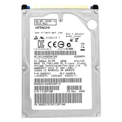 Hard Drive Hitachi HEJ421040G9AT00 40GB 2.5" 6.4cm 4260RPM IDE P-ATA - Image 1 of 4