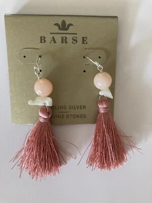 Nuevos Pendientes Barse Rosa Borla Jaspe Shell Foto 1 de 4