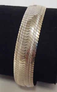 MILOR Italy 925 Sterling Silver 14mm Wide Herringbone Bracelet 7-1/2" L Vintage - Picture 1 of 23
