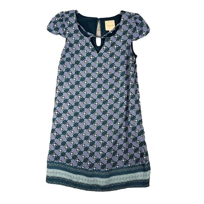 ModCloth Dress Womens Small Blue Purple Geometric Shift Casual Office Preppy - Image 1 of 4