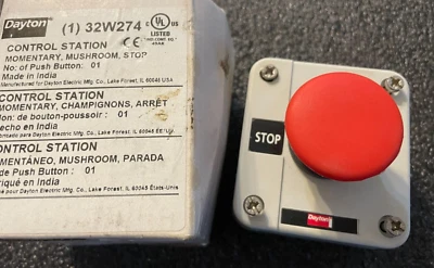 Nuevo. Estación de control de botón pulsador Dayton 32W274 cabeza de hongo parada momentánea  Foto 1 de 4