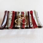 Fusion Fused Glass Tray Jewelry Dish 3" x 4.5" Black Red Gray - EUC - Unsigned