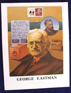 Estampilla doble impresa postal estadounidense George Eastman 1979 13c #1596, 3c #972 - Imagen 1 de 6