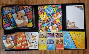 Pokemon Metal Lunch Box Eevee Stickers Mini Binder Promo Trading Cards Note Pad - Picture 1 of 12