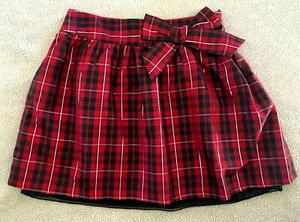 Christmas Girls Cherokee Red Black Plaid Taffeta Holiday Skirt Large 10/12 EUC - Picture 1 of 3