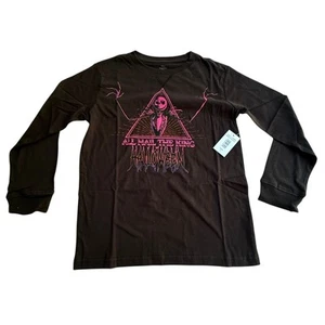 Nightmare Before Christmas GRAPHIC TEE Boys 8 Long Sleeve T-SHIRT Hail King Top - Picture 1 of 11