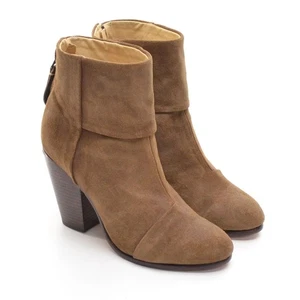 Ladies rag & bone Newbury Heeled Zip Ankle Boots 38 / 8 Brown Suede Bootie Shoes - Picture 1 of 7