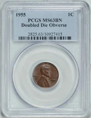 Centavo Lincoln 1955 doble matriz graduación profesional MS63 BN * fecha clave * #10927415 Foto 1 de 4