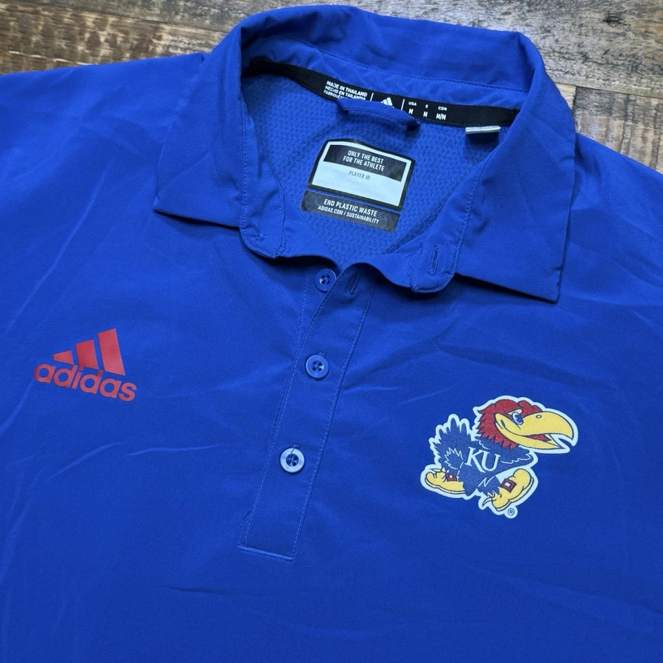 Adidas Kansas Jayhawks Performance Polo Shirt Men’s Sz M *Team Issued* - Image 1 of 4