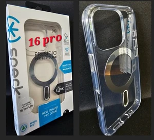 Speck Presidio Perfect-Clear MagSafe w/ClickLock Case iPhone 16 Pro - Picture 1 of 4