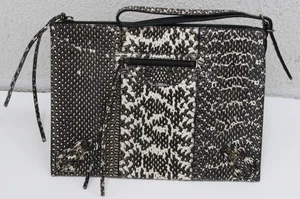 Balenciaga Black/Grey/White Python Leather City Zip Pouch - Picture 1 of 17