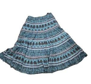 Paisley Jones New York Sport Vntg Peasant Boho Skirt Turquoise l Sz 4 - Picture 1 of 7