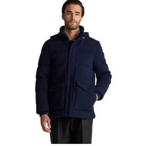 New Quince Men’s Mongolian Cashmere Puffer Jacket Coat True Navy Blue Small $500 - Picture 1 of 15