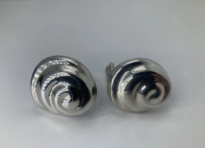 Sterling Silver 925 HighPolish Nautilus Snail Sea Shell Clip On Earrings Vintage - Image 1 of 4
