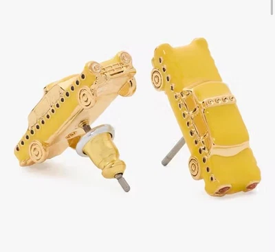 Kate Spade NWT Hit The City Taxi Studs with Dustbag - Gold And Yellow - Image 1 of 4
