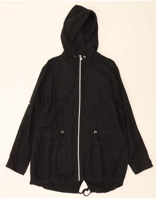 TOMMY BAHAMA Mens Hooded Parka Jacket UK 40 Large Black Linen BM03 - Image 1 of 3