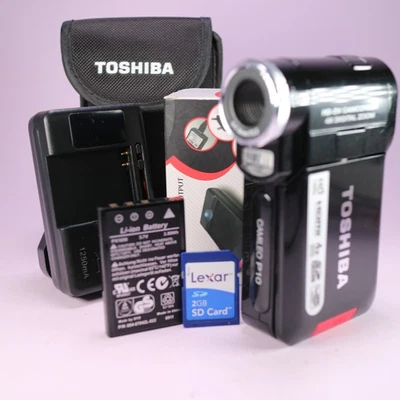 Toshiba Camileo P10 Handheld HD Video Camcorder Black Tested Full Working Set - Image 1 of 4