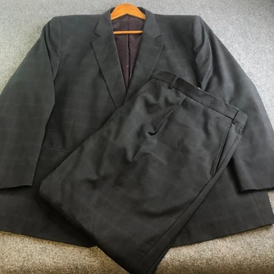 Traje Jack Victor Para Hombre 56L Gris Micro Cuadros 2 Botones 100% Lana Pantalones 50x30 Foto 1 de 4