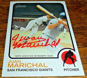 🥎 2022 Topps Heritage Juan Marichal GIANTS JM Real One Red Ink Auto #13/73 HOF⚾ - Picture 1 of 2