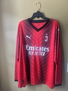 AC Milan Men’s Red/Black Home Long-Sleeve Football Jersey 23/24 Puma Size 2XL - Picture 1 of 12