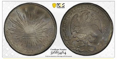 1877 ZS JS MEXICO 8 REALES SILVER COIN PCGS AU55 - Image 1 of 4
