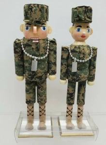 2- Army Nutcracker 8-1/2" Army Man & Woman Camo Military - Picture 1 of 2