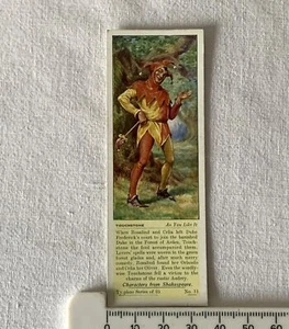 Vintage CHARACTERS FROM SHAKESPEARE #11 TOUCHSTONE Typhoo Tea 1937 Card - Picture 1 of 2