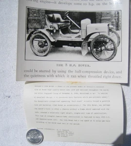 1904 8 H. P. ROVER 1968 Official Press Photo 'ENGLAND'S 8 H. P. ROVER' 10x8" - Picture 1 of 9