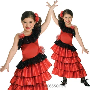 CK219 Child Spanish Princess Flamenco Fancy Dress Girl Book Week Party Costume - Picture 1 of 1