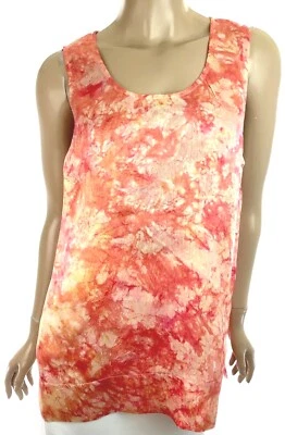 Blusa Edun Top Sin Mangas Rosa y Amarillo Talla 10 Cuello Redondo 100% Seda Organza Foto 1 de 4