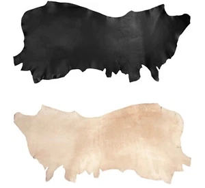Black, Spray Dyed With Natural Backs, Veg Tan Leather Cow Side (2.4-2.8mm 6-7oz) - Picture 1 of 4