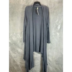 24SEVEN COMFORT APPAREL Women's Grey Long-Sleeve Open-Front Extra Long Cardigan - Picture 1 of 11